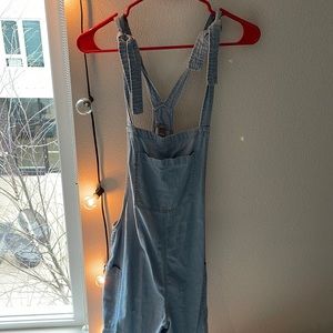 Pinstriped aerie overalls